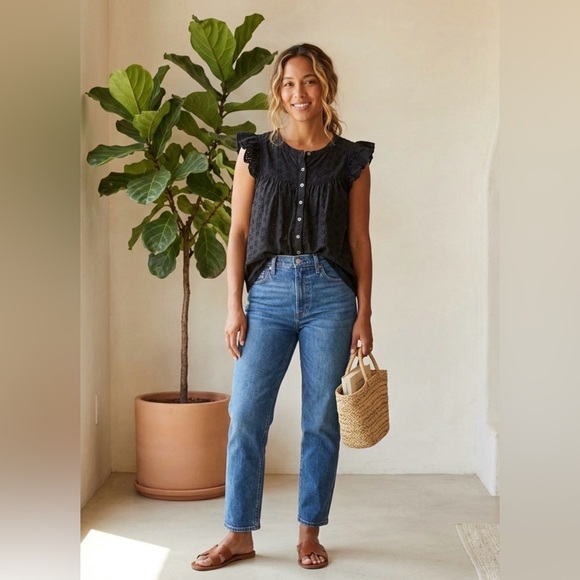 Madewell Tops - Madewell Women’s Black Eyelet Top 100% Cotton small